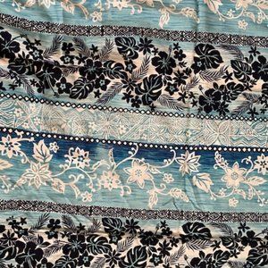 Hawaiian Print Fabric, Green Beige, Black